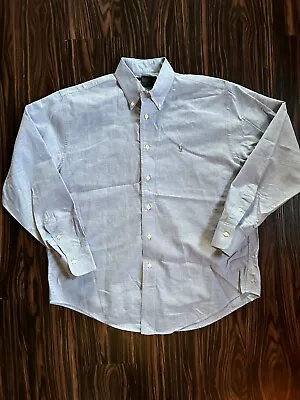 Ralph Lauren Shirt Mens 10 Blue Chambray Long Sleeve Button Up Cotton Vintage • $14