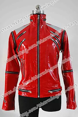 Michael Jackson Cosplay Costume Beat It Red Zipper Jacket Fashion Well Made New • $139.49