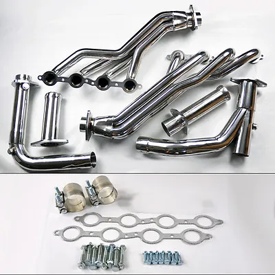 Fit Chevy GMC 07-14 4.8L 5.3L 6.0L Long Tube Stainless Steel Headers W/ Y Pipe • $295.99