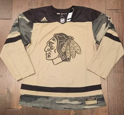 Adidas Chicago Blackhawks Salute To Military Service Camo Jersey - Size 50 52 54 • $89