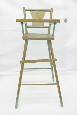 VINTAGE 25  WOODEN BABY DOLL HIGH CHAIR With TRAY THAT LIFTS GA • $125.99