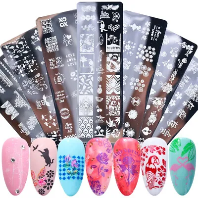 Nail Art Stamping Flower Geometry Template Kit Plate Stamper Scraper Manicure • $4.59