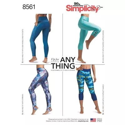 Simplicity Leggings Sewing Pattern S8561 XL- 5XL Womens Tights Gym Dance 8561 • $13.75