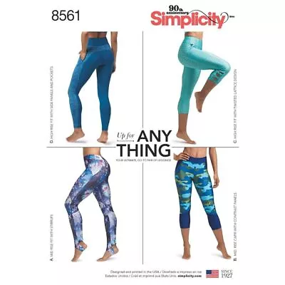 Simplicity Leggings Sewing Pattern S8561 XS- XL Womens Tights Gym Dance 8561 New • $13.75