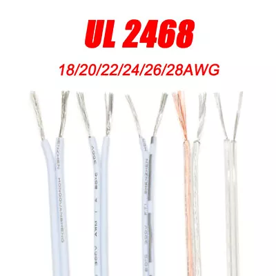 UL 2468 Flat Ribbon 2-Core Cable 18~28AWG Stranded Electronic Wire Many Colour • $3.73