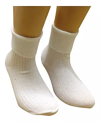 £5.20 • Buy GIRLS 6 Pairs TURN OVER TOP WHITE ANKLE SOCKS *ALL SIZES AVAILABLE *BUY BRITISH