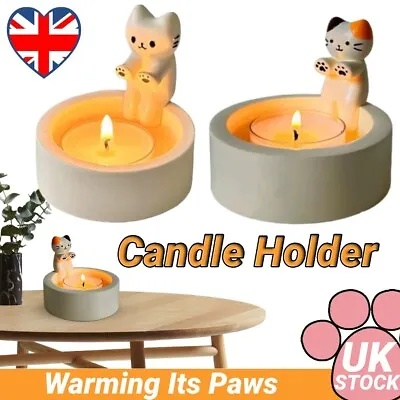 Warming Its Paws Cartoon Kitten Candle Holder Scented Light Holder Desktop Decor • £7.99