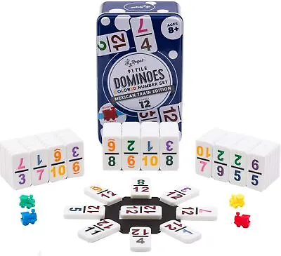 Double 12 Dominoes Set Mexican Train Game Colorful Numbers 91 Tiles 4 Trains NEW • $27.77