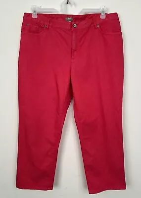 J Jill Cotton Blend Cropped Pants Womens Size 16 Pink Red Straight Leg Stretch • $14