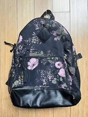 Mossimo 15 X13 X5  Black Nylon  Backpack W/Pink Flowers- Brand New • $19.99