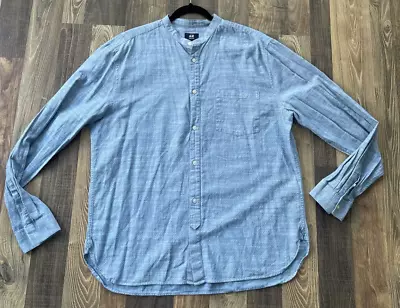 H&M Regular Fit  Polka Dot Blue Casual Shirt Men's Size XL Mandarin Collar • $16.92