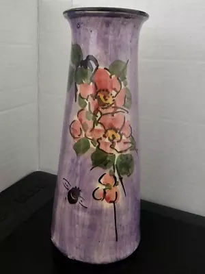 Vintage Longpark Pottery Vase Wild Rose Pattern • £13.99