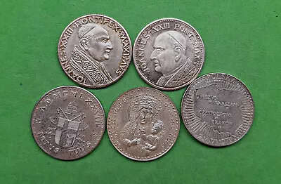 5 Mixed Commemorative Papal Medal Tokens Pope Vatican Tokens  Silver Plated? !! • $2.99