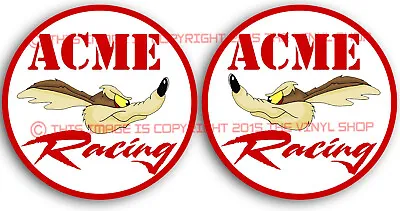 COLOR Left & Right  Acme Racing Wile E Coyote Drag Racing Hot Rod Decal Sticker • $7.99