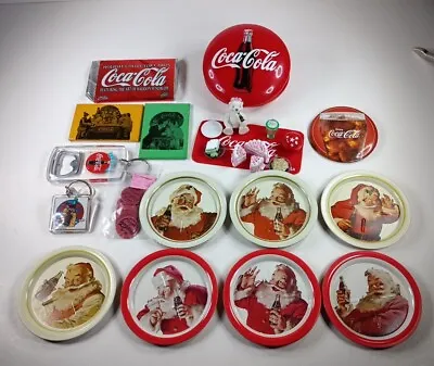 Vintage Lot Coca Cola Memorabilia Coasters Cards Bingo Chips Keychain Opener Pin • £29.14