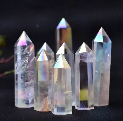 White Rainbow Titanium Coated Quartz Specimen Points Wand-Spiritual  Crystal • £5.99