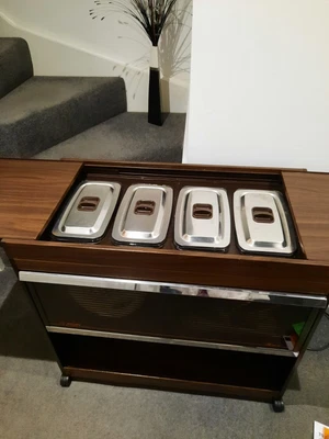 £30 • Buy Phillips Hostess Trolley 4 Pyrex Dishes With Stainless Steel Lids Hardly Used 