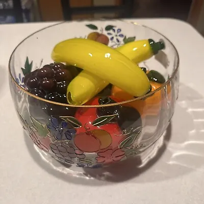 Vintage Murano Glass Fruit And Crystal Fifth Ave Venetian Fruit Bowl. Set Of 6 • $90