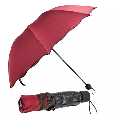 Women Durable Travel Windproof Anti-UV Compact Folding Sun Rain Umbrella Parasol • $20.85