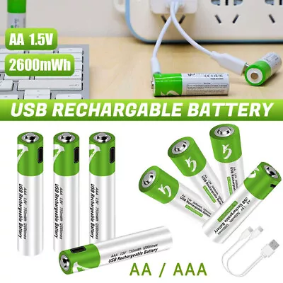 USB AA AAA 9V C D Lithium Ion Rechargeable Battery 1.5V Fast Charger Type C Lot • £8.11