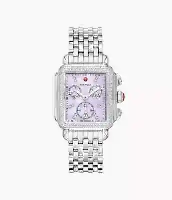 Michele Deco Diamond Purple MOP Diamond Dial Stainless Steel  Watch MWW06A000800 • $1508.85