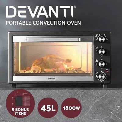 Devanti Convection Oven 45L Electric Cooker Bake Rotisserie Grill Accessories • $99.95
