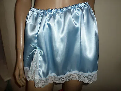 Blue Satin Lace Mini Petticoat 13   Long  30-46 Waist • £5.99