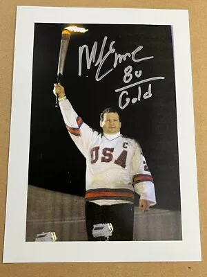 Mike Eruzione 1980 USA Hockey Champs Signed 5x7 Photo Auto Autograph INS 80 Gold • $20