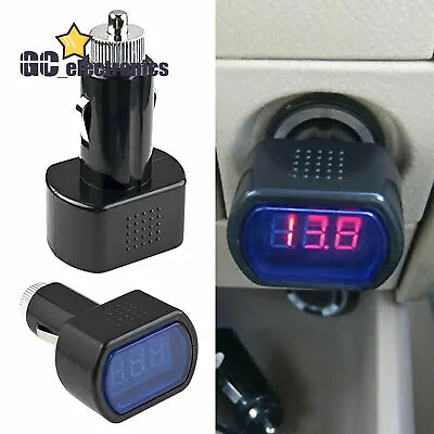LED Car 12/24V Battery Volt Voltage Meter Monitor Gauge Cigar Lighter Plug A3GK • £3.39