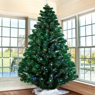 4-7FT Pre-Lit Artificial Christmas Tree Fiber Optic With Multicolor LED Lights • $97.75