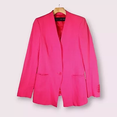 $39.99 • Buy ZARA BASIC Blazer Jacket Pink Fuchsia Womens XS Linen Blend Lined One-Button