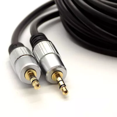 Aux Cable Audio Lead 3.5mm GOLD Jack Male For Headphone/MP3/Car/Phone 3M - 15M • £10.49