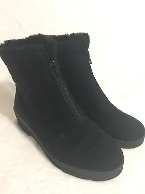 £20.92 • Buy Sympatex Rohde Black Short Boots Fur Lined Wedge Heel Zipper Size 39 Germany