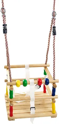 Hardwood Baby Swing Seat Beech With Safety Harness And Play Beads Lovely Cradle • £38.51