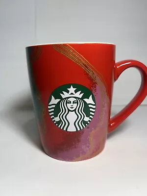 Starbucks Mug Red Gold Pink Green Swirl Marble 2021 Mermaid Logo 10oz • $14