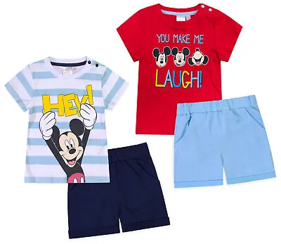 £7.99 • Buy Baby Boys Mickey Mouse T-Shirt Top & Shorts Set Outfit 3-24 Months - Disney Baby