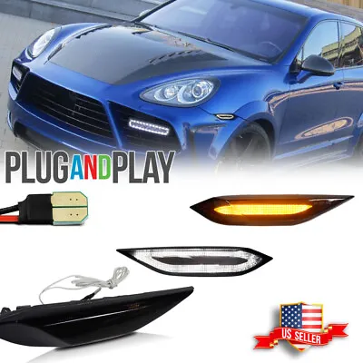 $59.99 • Buy Fit 2011-2014 Porsche Cayenne 958 Smoke Lens LED Side Marker Lights Signal Lamps