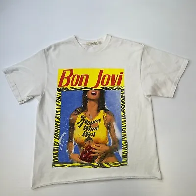 £26.22 • Buy Bon Jovi Shirt Women Small Spell Out Crop Short Sleeve Slippery When Wet Cruise