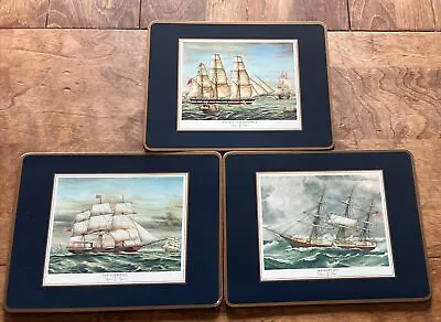 3 Vintage Pimpernel Clipper Ships Cork Backed Placemats 12”X9” Made In England • $25