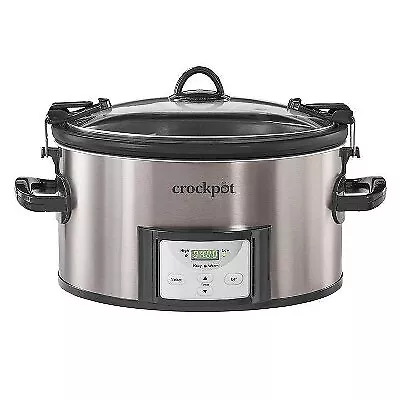 Crock Pot 7qt Cook/Carry Programmable Easy-Clean Slow Cooker Black • $47.99