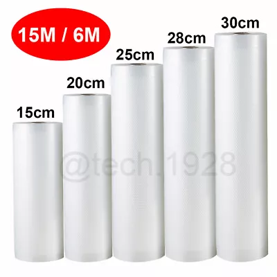 15 20 25 28 30 CM Vacuum Sealer Bags Rolls Vaccum Food Saver Storage Seal 15M 6M • $9.99