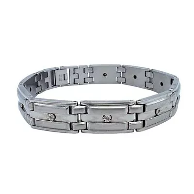 Men’s 10K Diamond Stainless Steel Link Bracelet • $59.95