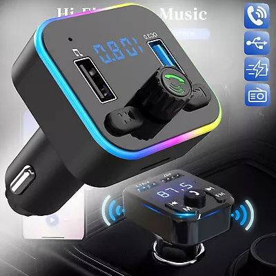 Car Wireless FM Bluetooth 5.0 Transmitter Adapter 2USB Charger AUX Hands Free • $7.80