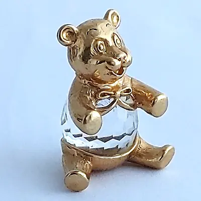 Vintage IFS TEDDY BEAR Faceted Crystal Miniature Figurine  Gold Tone 1983 • $15.95