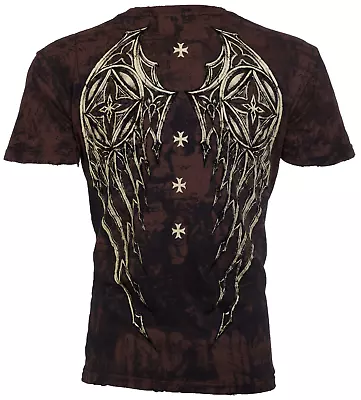 Archaic By Affliction Men's T-Shirt Stone Ranger Wings Cross Biker • $26.95