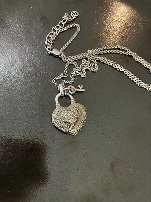 QVC Affinity Diamond Sterling Diamond Heart Necklace Pave Pendant 18  • £72.98