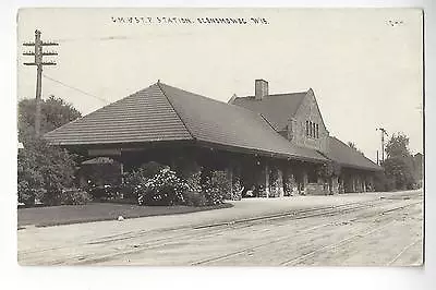 1919 Oconomowoc Wisconsin C.M. & ST. P. Railroad Depot RPPC • $21