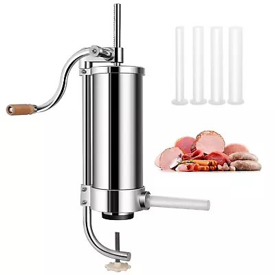 3.5L Vertical Sausage Stuffer Four Stuffing Tubes Stainless Steel Sausage Maker • £43.95