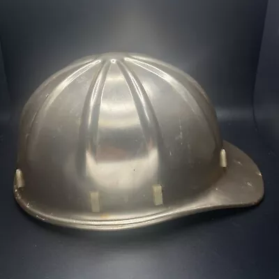 Vintage Apex Aluminum Miners Hard Hat Helmet Brim Adjustable Leather Liner Gold • $36.50