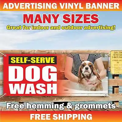 DOG WASH SELF SERVE Advertising Banner Vinyl Mesh Sign Dog Cat Spa Pet Grooming • $219.95
